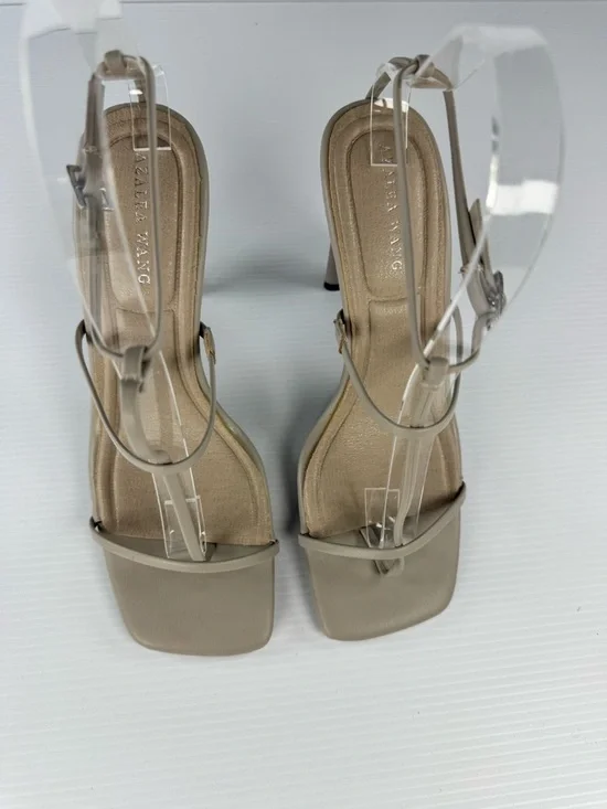 Azalea Wang Avena Gray Strappy Heels Size 7 Square Toe Ankle Strap - Picture 4 of 7